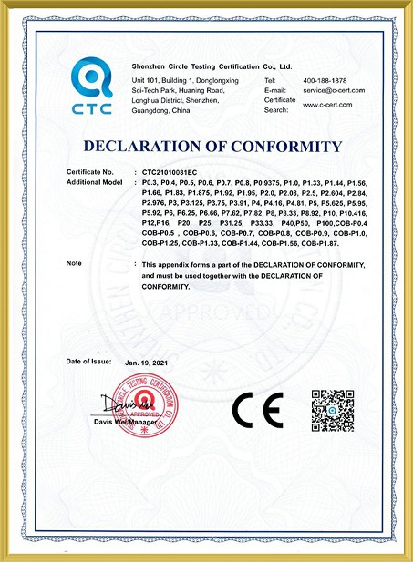 LED Display CE Certificate