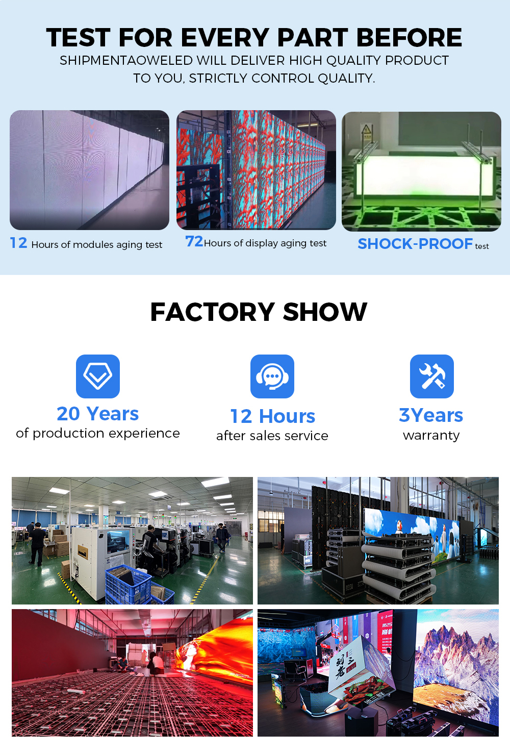 INDOORLED DISPLAY TEST FOR EVERY PART BEFORE