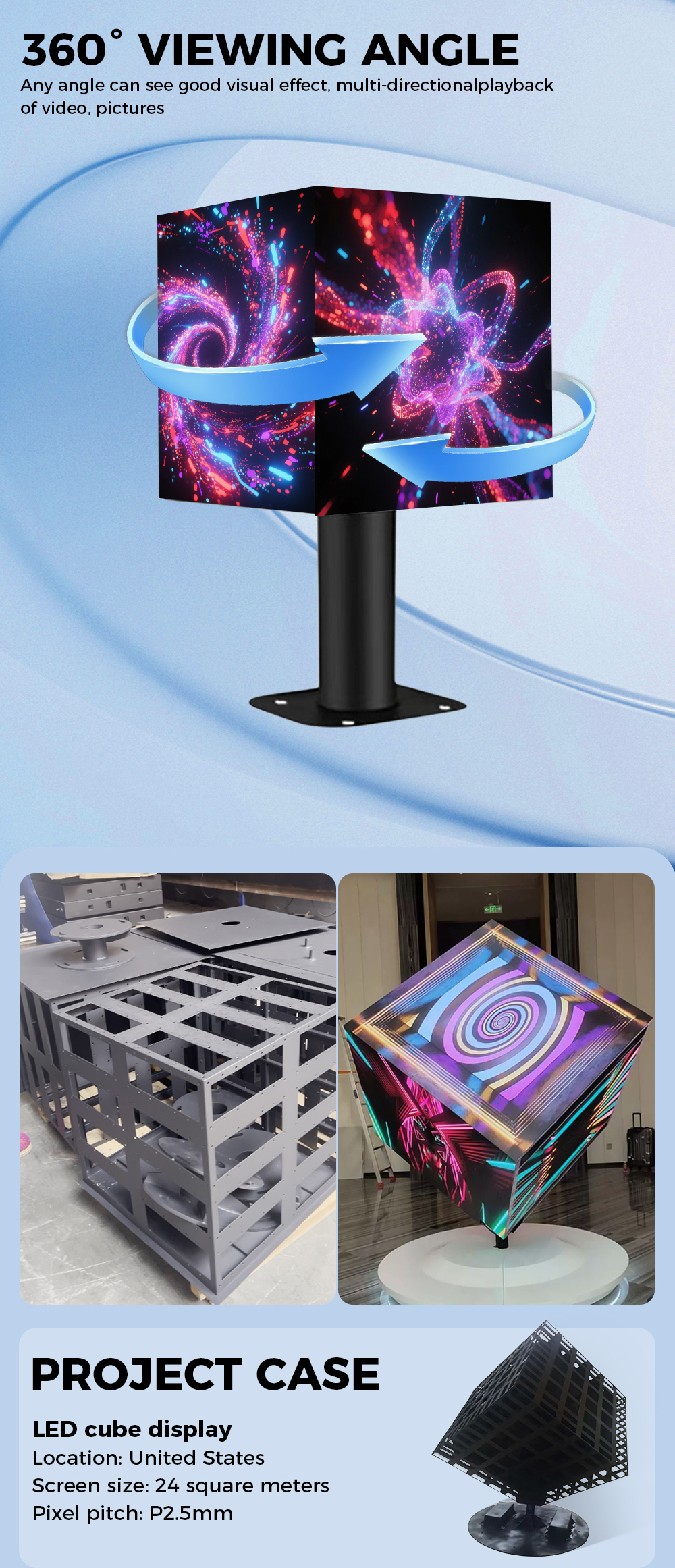 LED CUBE DISPLAY 360°VIEWING ANGLE