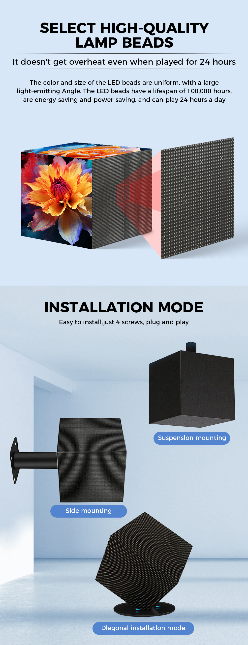 LED CUBE DISPLAY SELECT HIGH QUALITYAMP BEADS